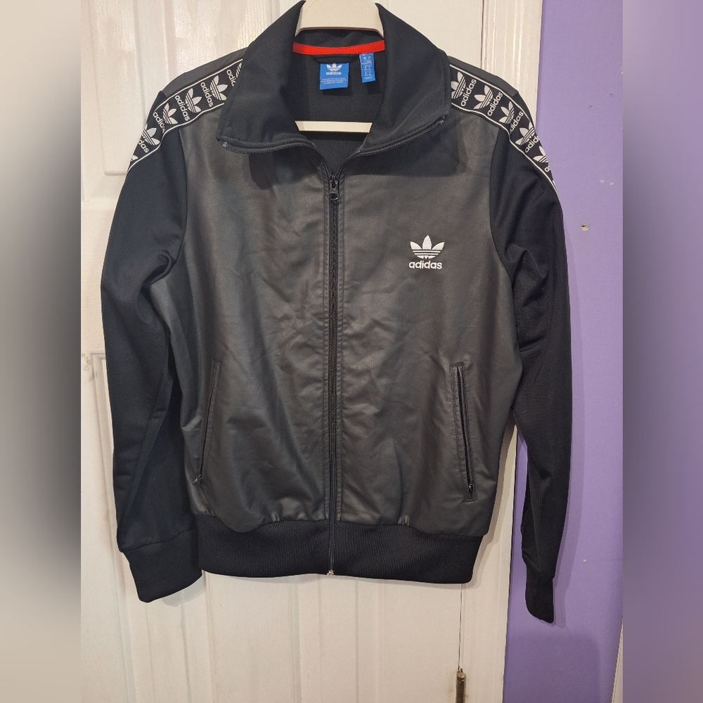 Adidas Black Bomber Jacket with White Accents